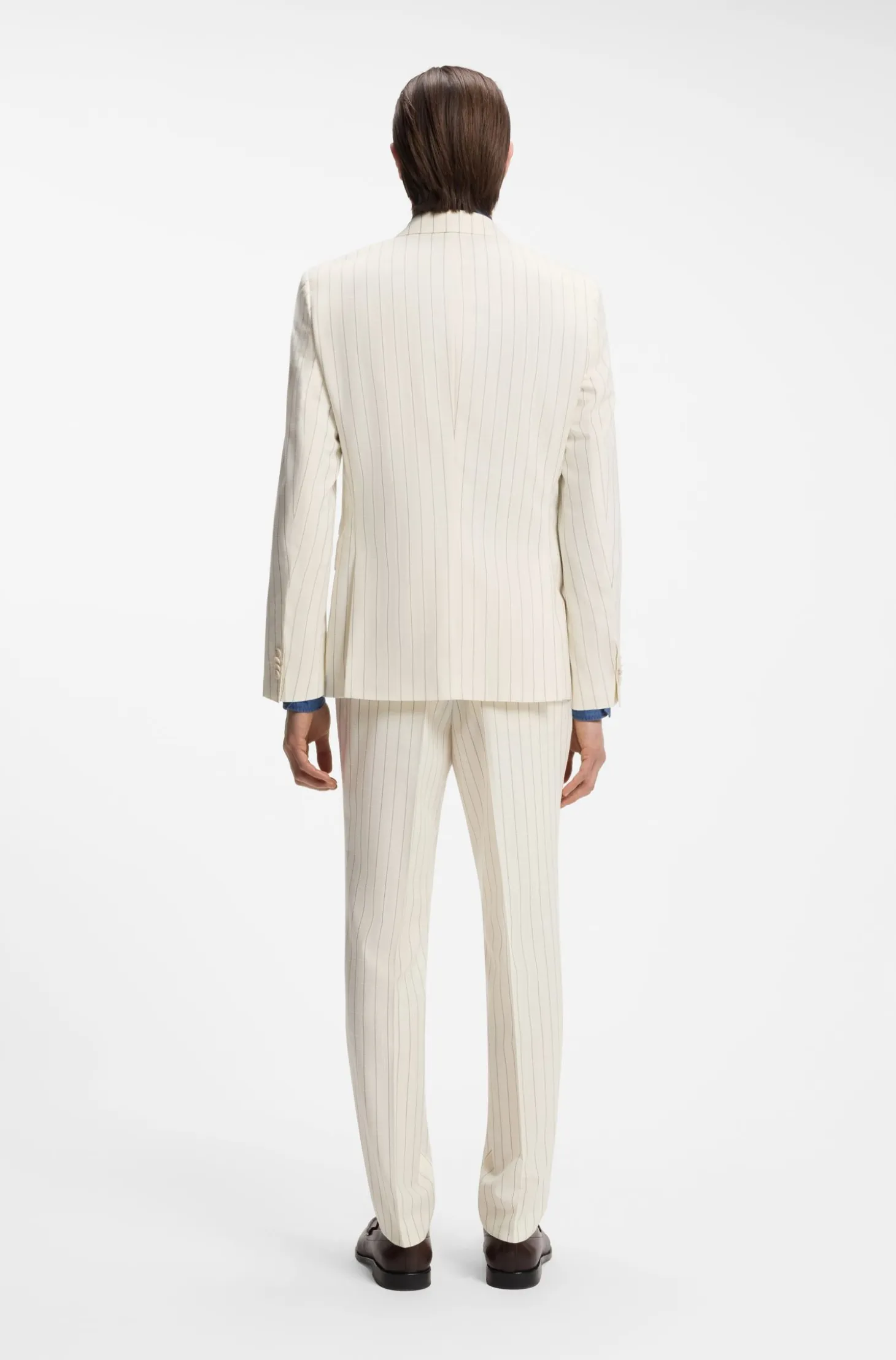 Two-piece slim-fit suit in striped fabric