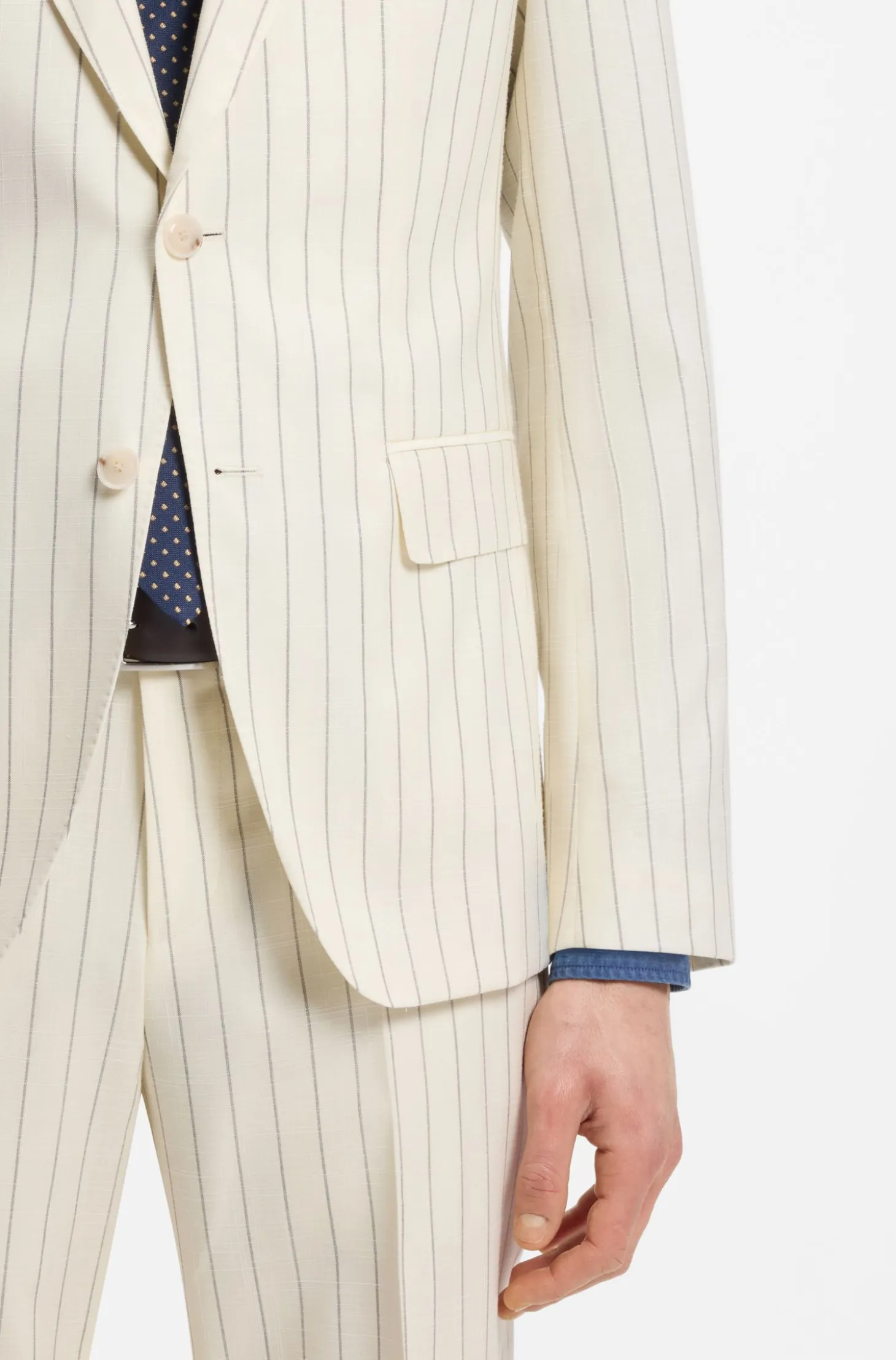 Two-piece slim-fit suit in striped fabric