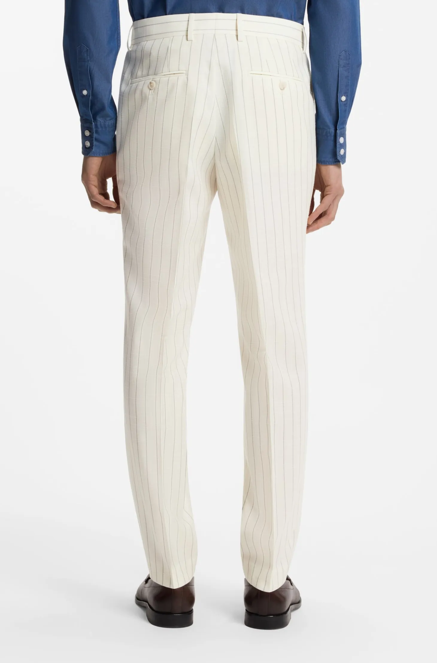 Two-piece slim-fit suit in striped fabric