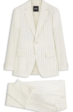 Two-piece slim-fit suit in striped fabric