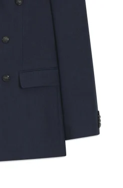 Two-piece slim-fit suit in striped linen and wool