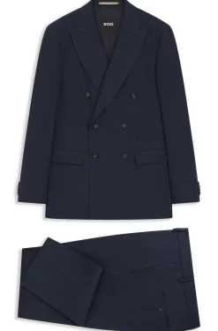 Two-piece slim-fit suit in striped linen and wool