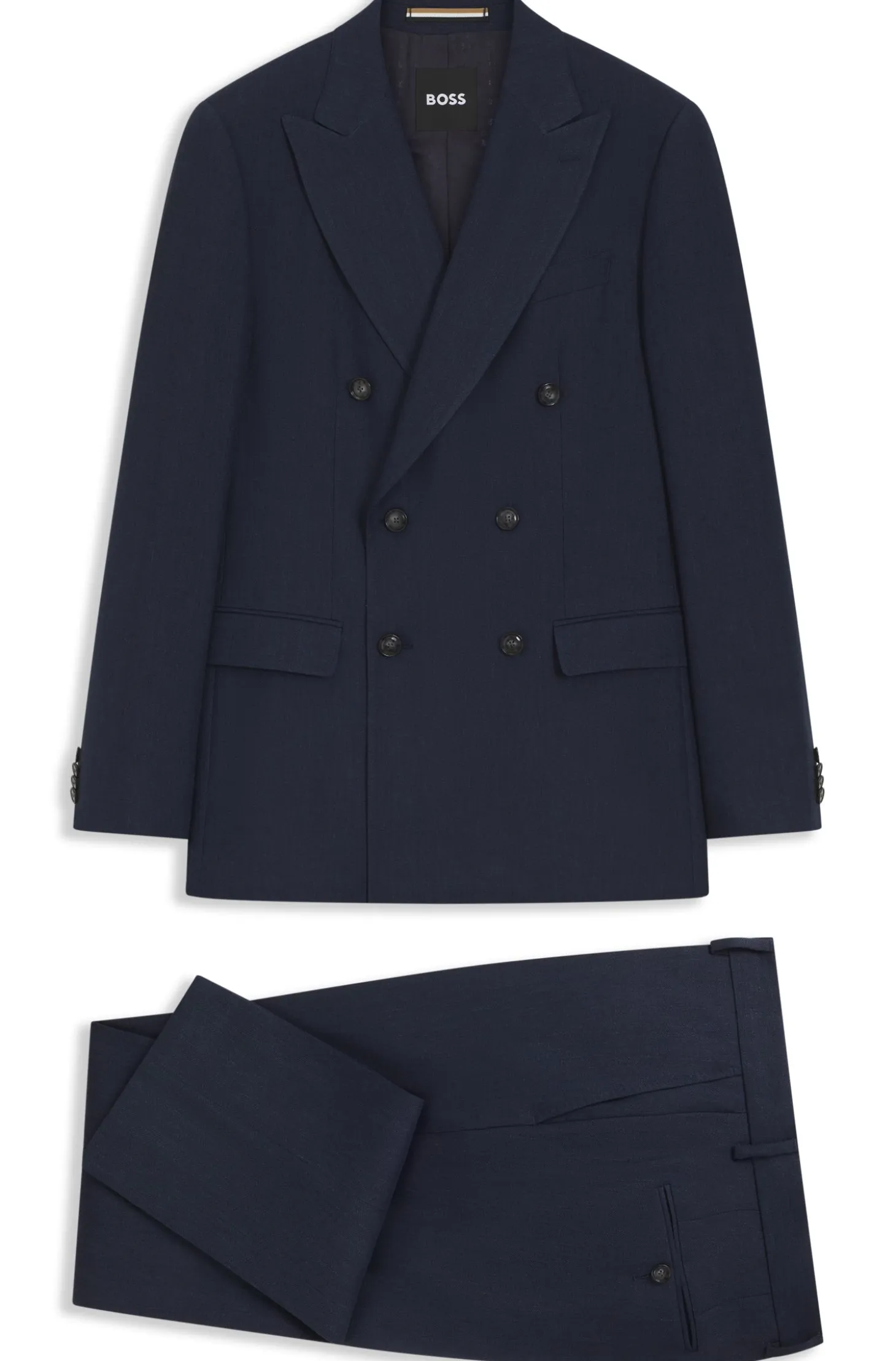 Two-piece slim-fit suit in striped linen and wool