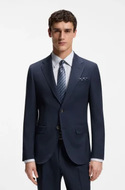 Two-piece slim-fit suit in wool and silk