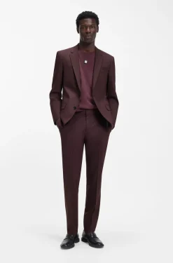 Two-piece slim-fit suit in wool-blend poplin
