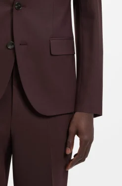 Two-piece slim-fit suit in wool-blend poplin