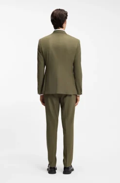 Two-piece slim-fit suit in wool-blend poplin