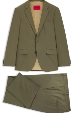 Two-piece slim-fit suit in wool-blend poplin