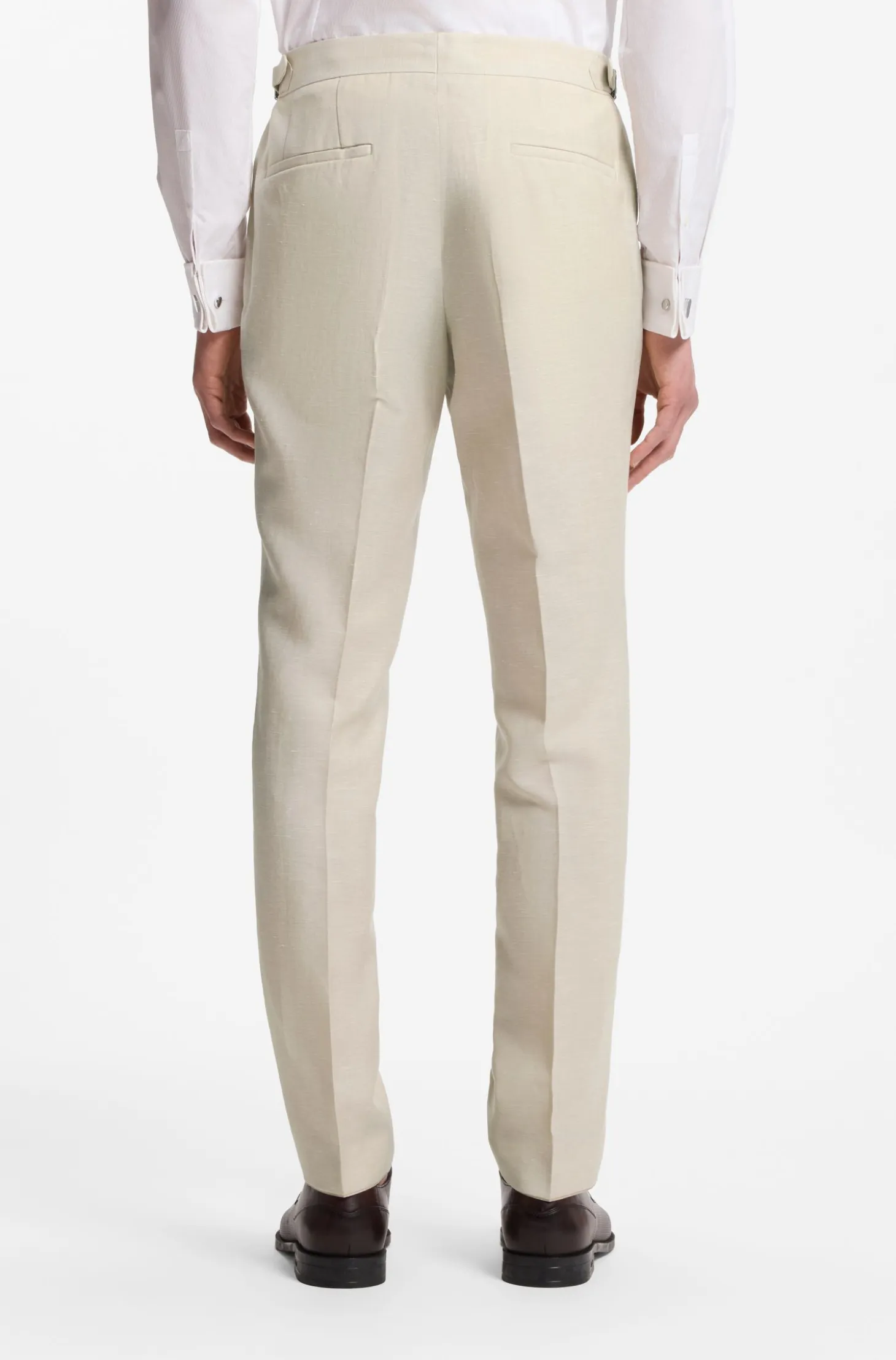Two-piece slim-fit tuxedo suit in virgin wool and linen