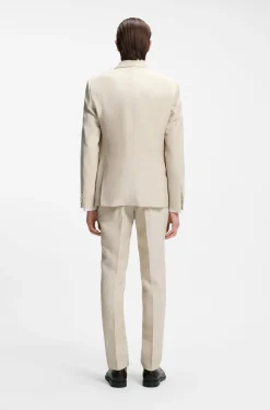 Two-piece slim-fit tuxedo suit in virgin wool and linen