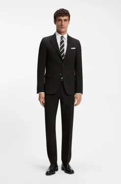 Two-piece suit in a melange stretch-wool blend