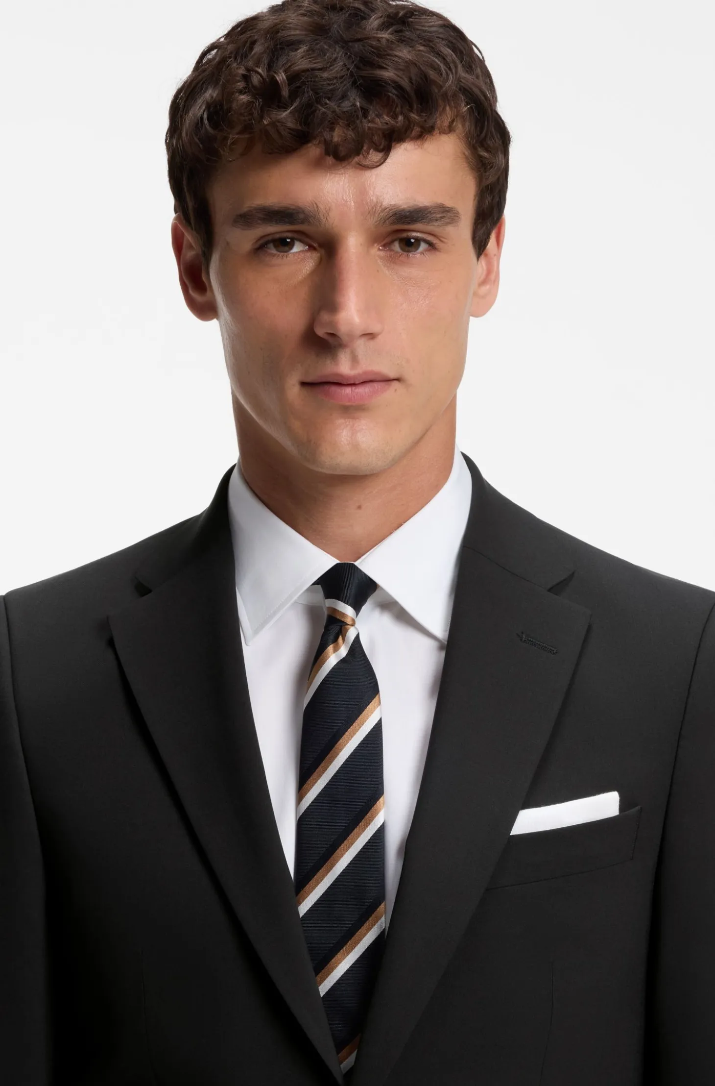 Two-piece suit in a melange stretch-wool blend