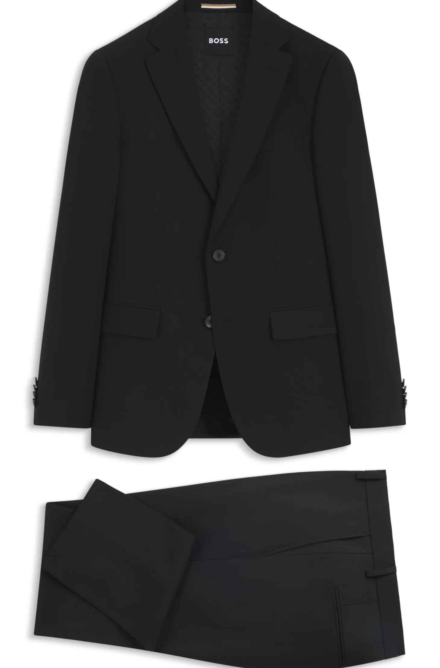 Two-piece suit in a melange stretch-wool blend