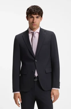Two-piece suit in a melange stretch-wool blend