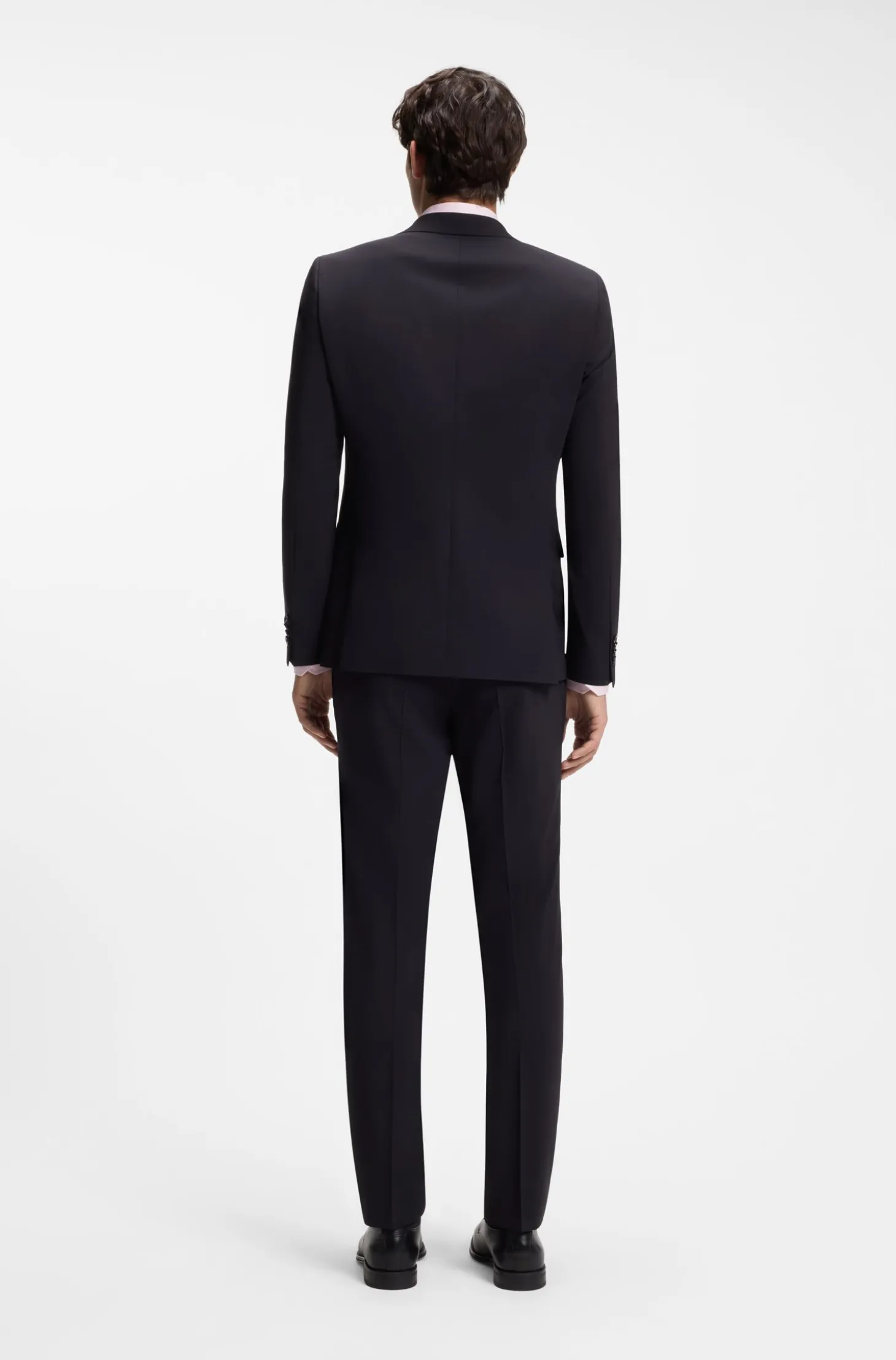 Two-piece suit in a melange stretch-wool blend