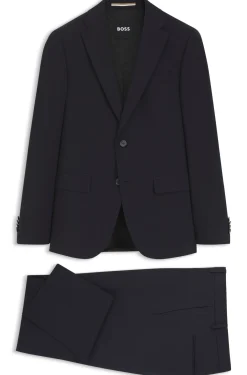 Two-piece suit in a melange stretch-wool blend