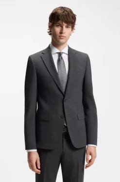Two-piece suit in a melange stretch-wool blend