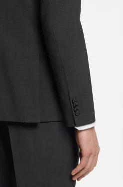 Two-piece suit in a melange stretch-wool blend