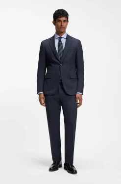 Two-piece suit in crease-resistant micro-pattern fabric