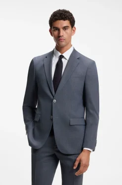 Two-piece suit in micro-patterned stretch fabric