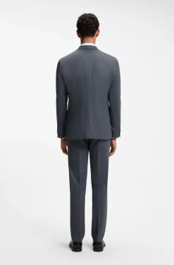 Two-piece suit in micro-patterned stretch fabric