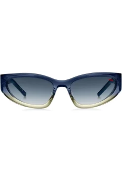 Two-tone sunglasses in blue and yellow acetate