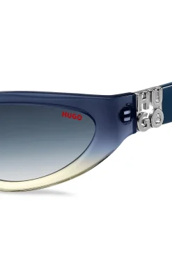 Two-tone sunglasses in blue and yellow acetate