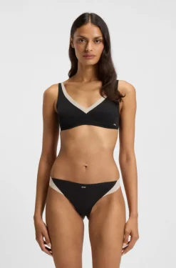 Two-tone thong in stretch jersey