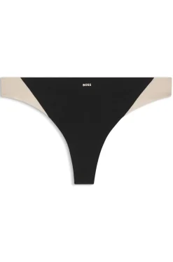Two-tone thong in stretch jersey
