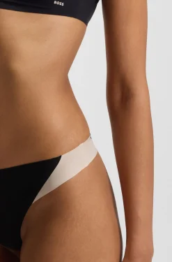 Two-tone thong in stretch jersey