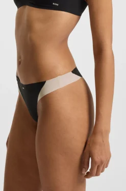 Two-tone thong in stretch jersey