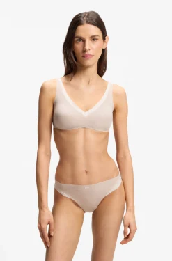 Two-tone thong in stretch jersey