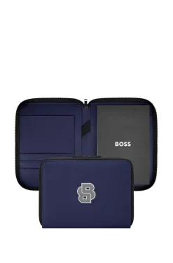 Varsity-inspired folder with oversized logo patch