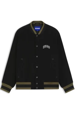 Varsity jacket in cotton corduroy with logo patch