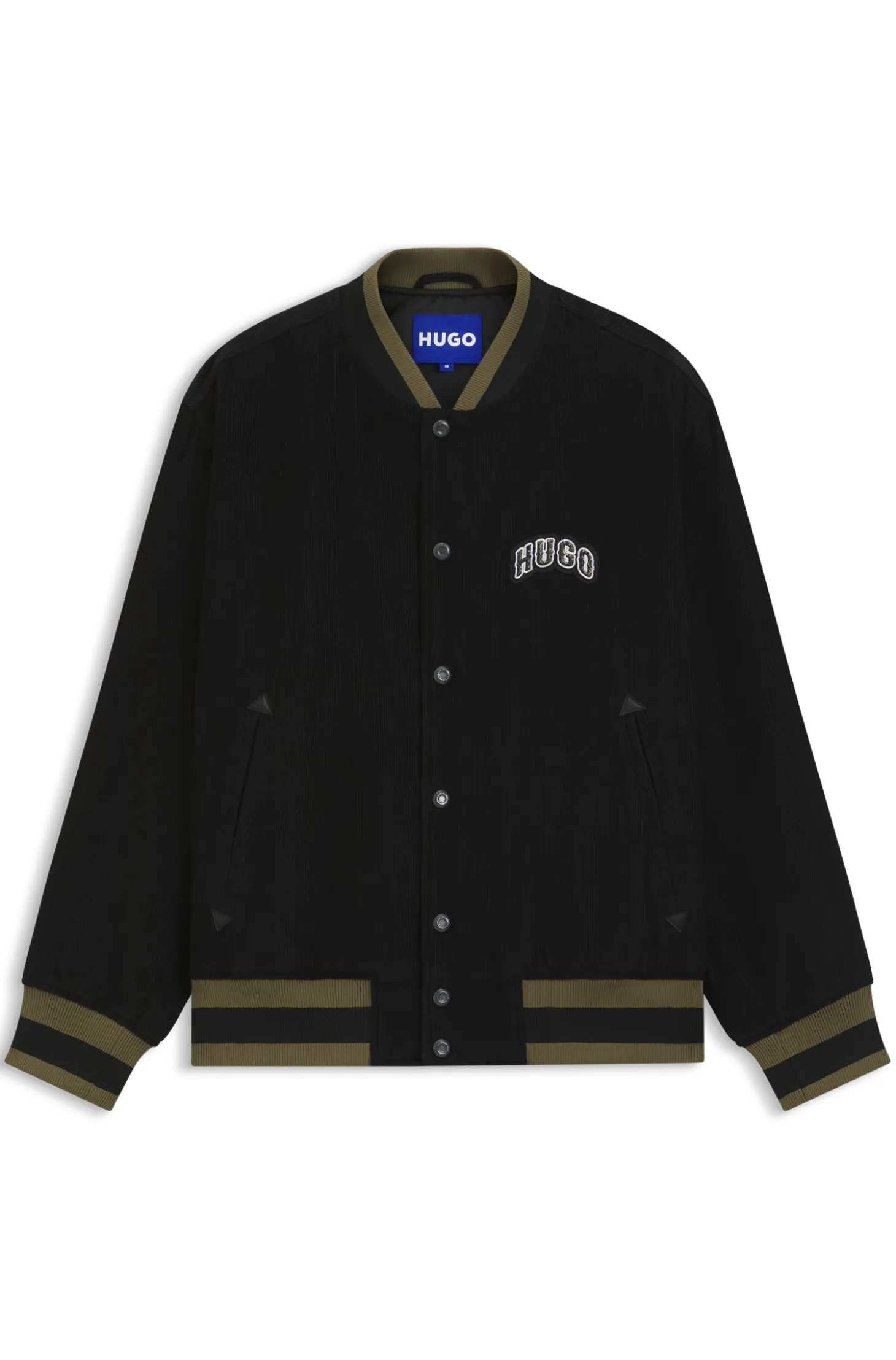 Varsity jacket in cotton corduroy with logo patch