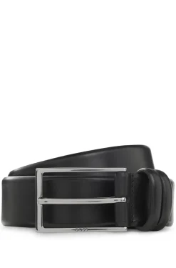 Vegetable-tanned leather belt with gunmetal hardware