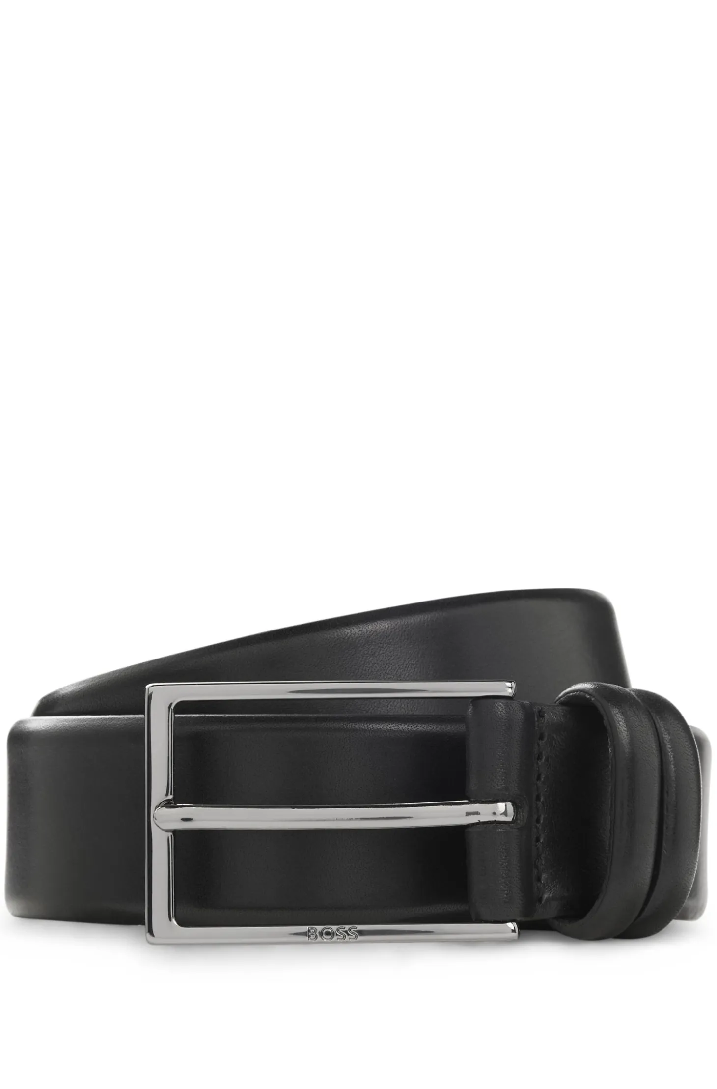 Vegetable-tanned leather belt with gunmetal hardware