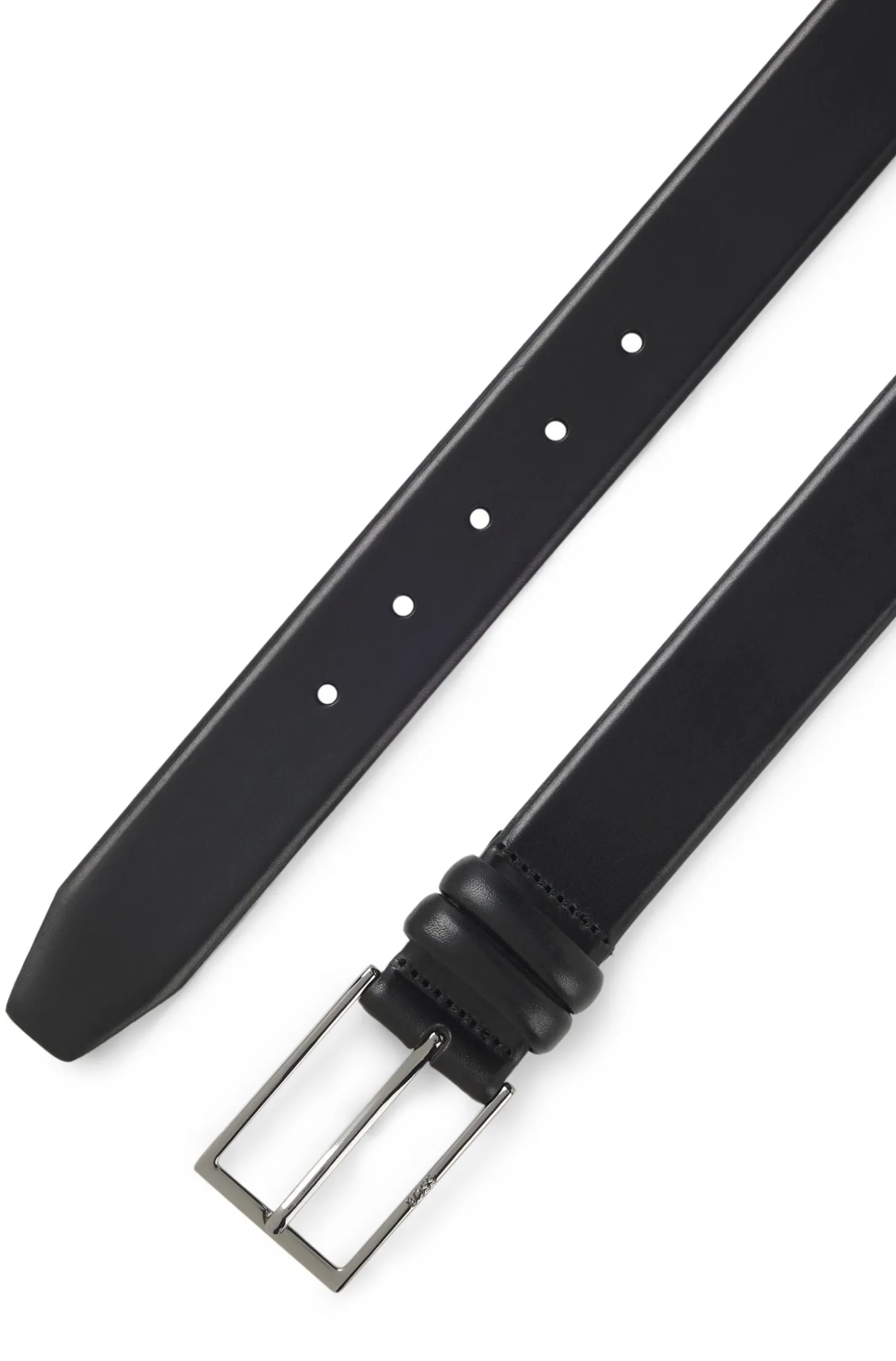 Vegetable-tanned leather belt with gunmetal hardware