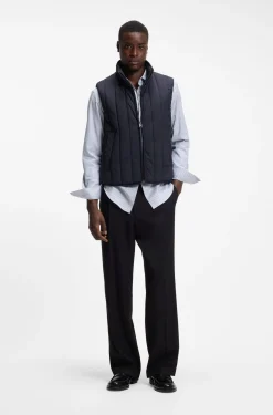 Vertical-quilted gilet with logo detail