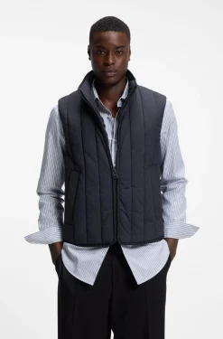 Vertical-quilted gilet with logo detail