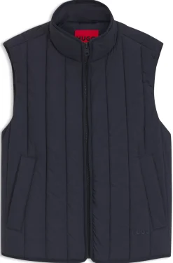 Vertical-quilted gilet with logo detail