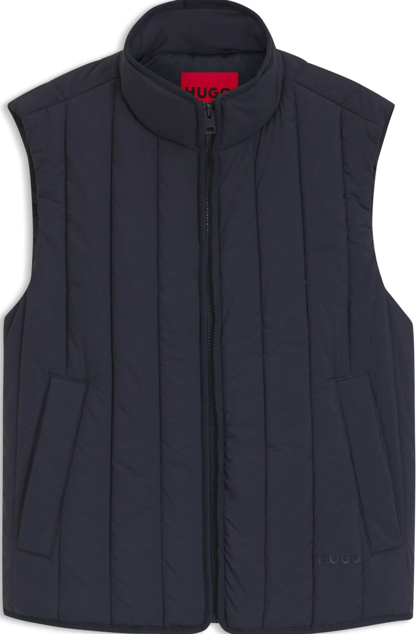 Vertical-quilted gilet with logo detail