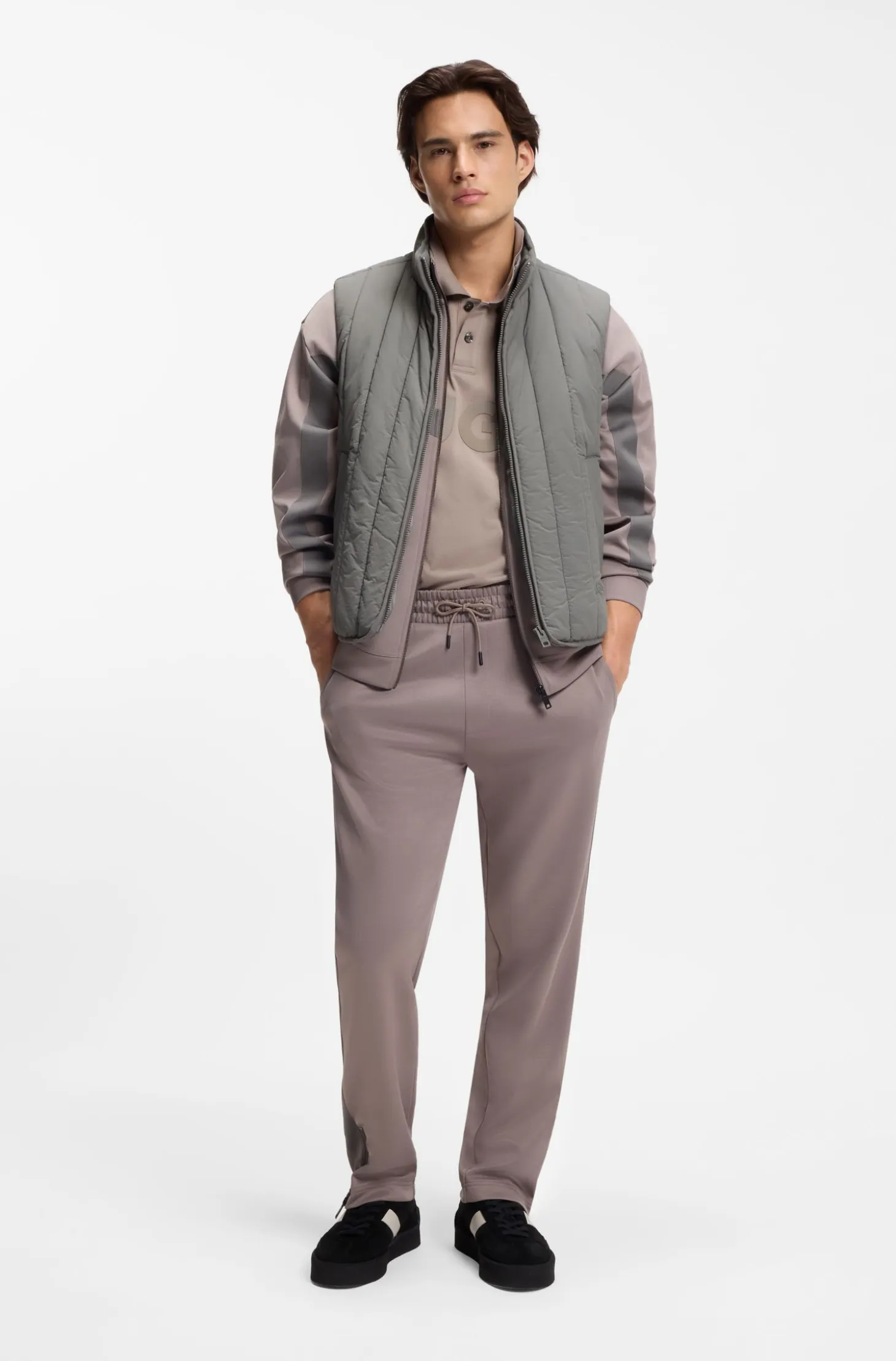 Vertical-quilted gilet with logo detail