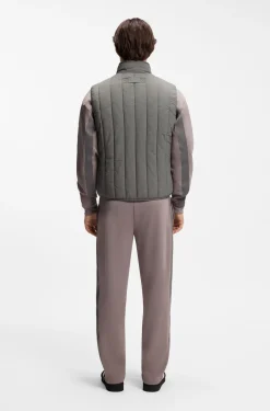 Vertical-quilted gilet with logo detail