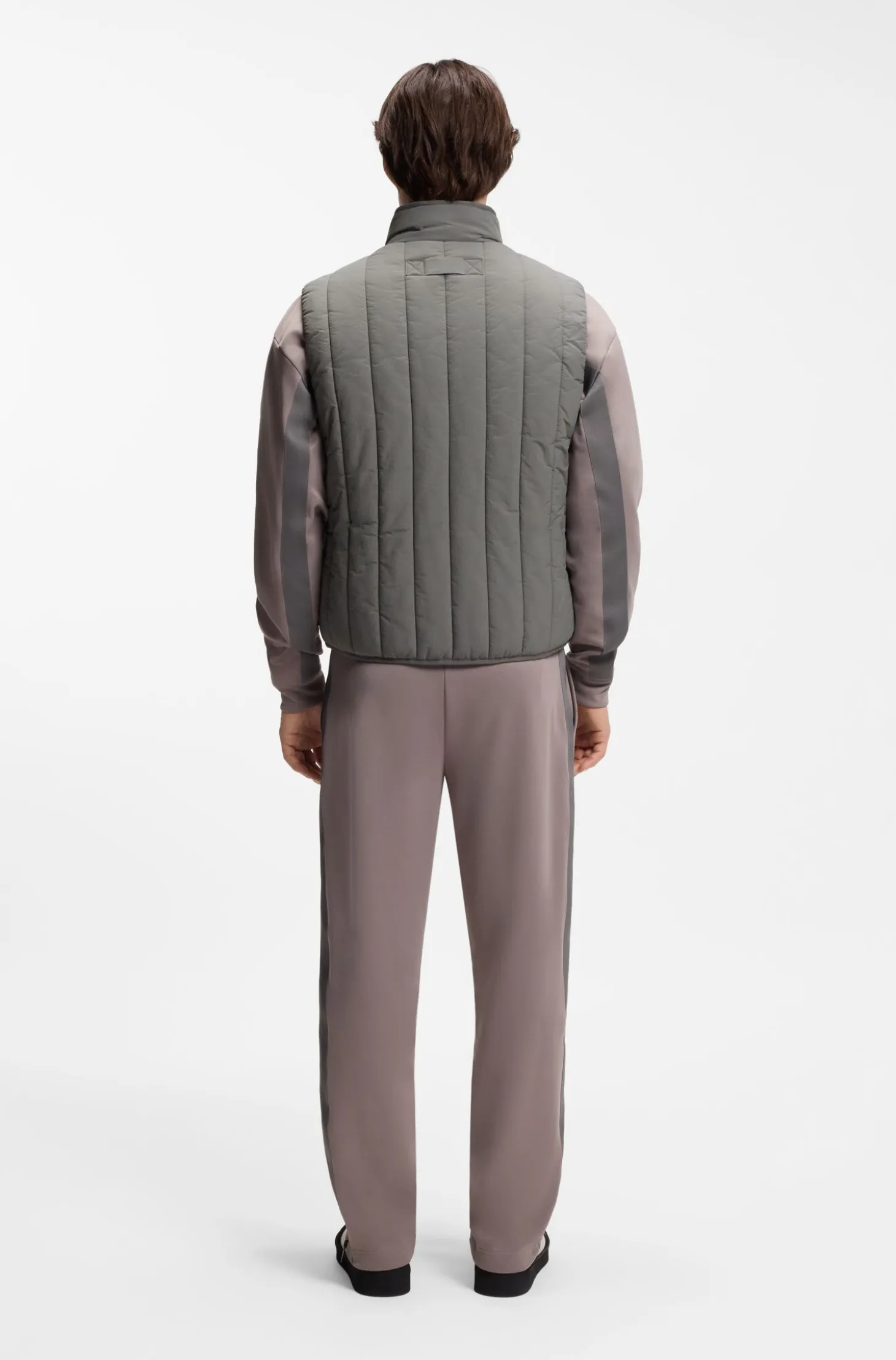 Vertical-quilted gilet with logo detail