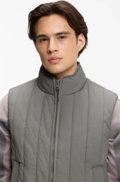 Vertical-quilted gilet with logo detail