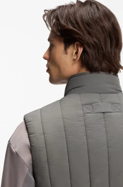 Vertical-quilted gilet with logo detail