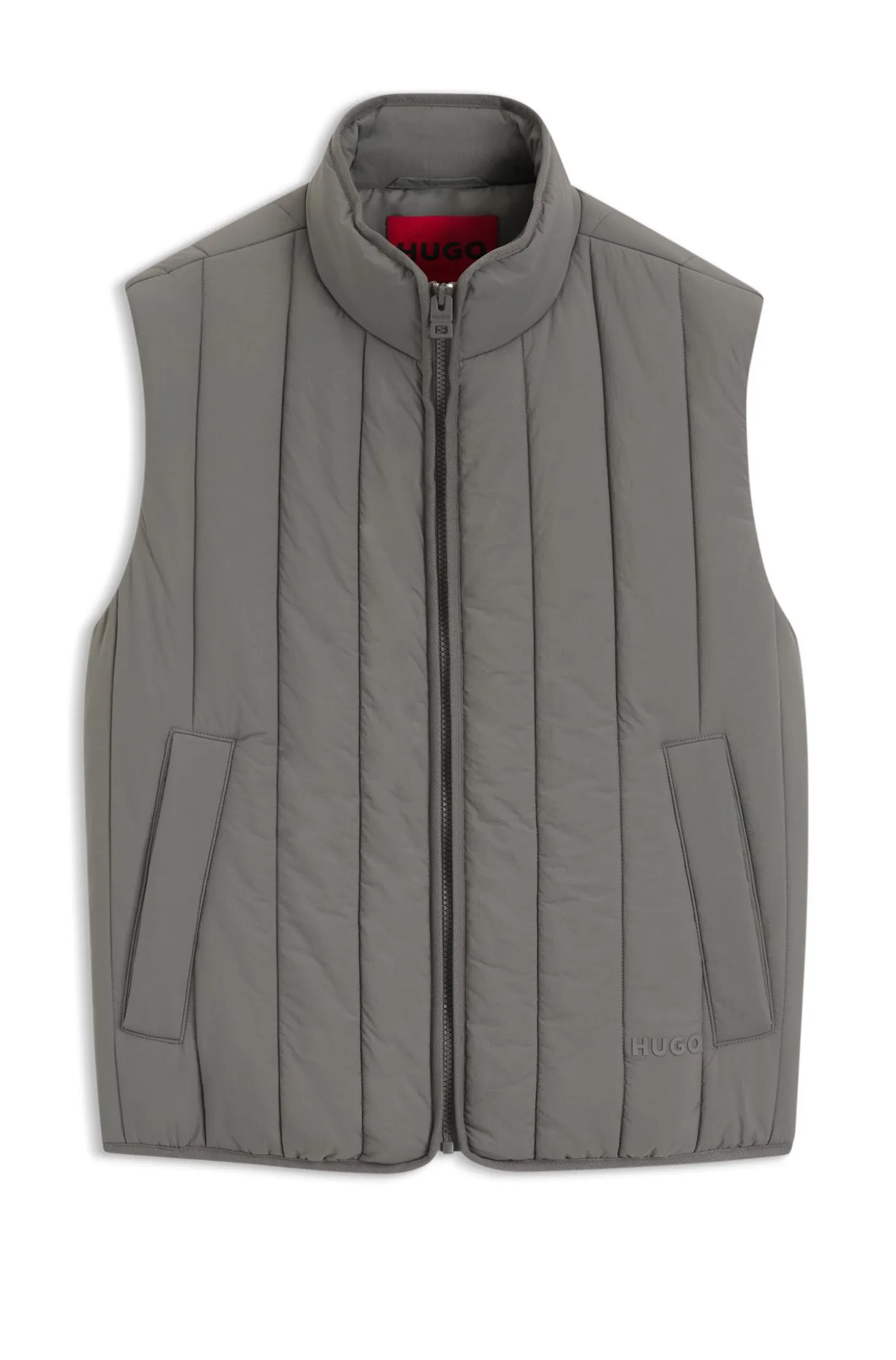 Vertical-quilted gilet with logo detail