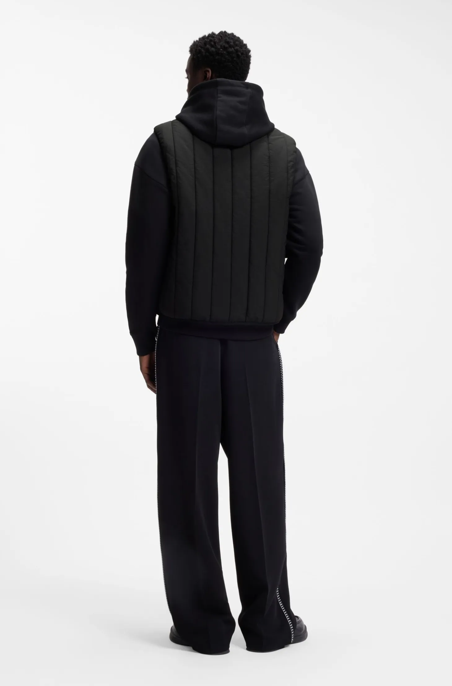 Vertical-quilted gilet with logo detail