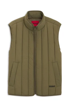Vertical-quilted gilet with logo detail